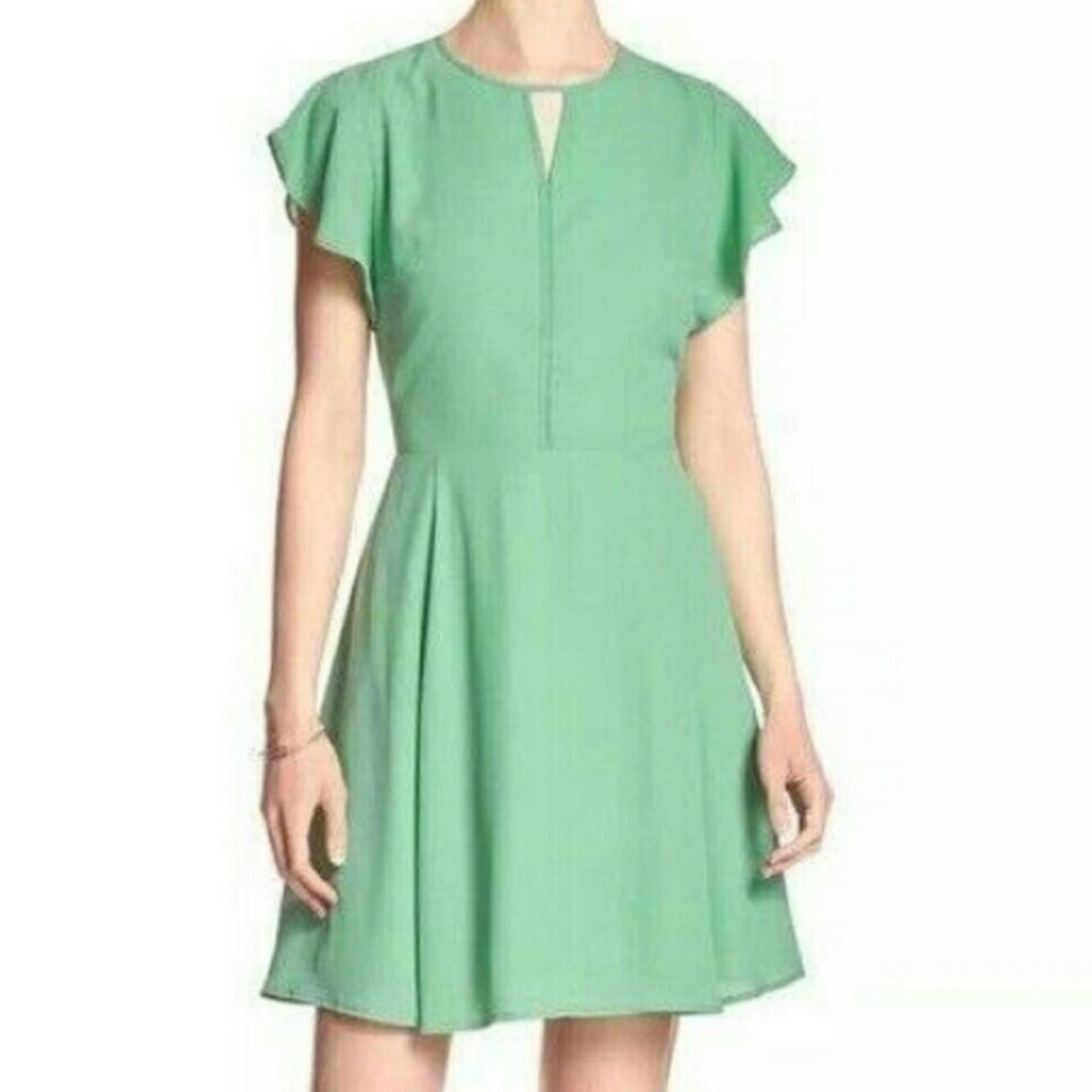 Banana Republic Mint Green Ruffle Sleeve Dress